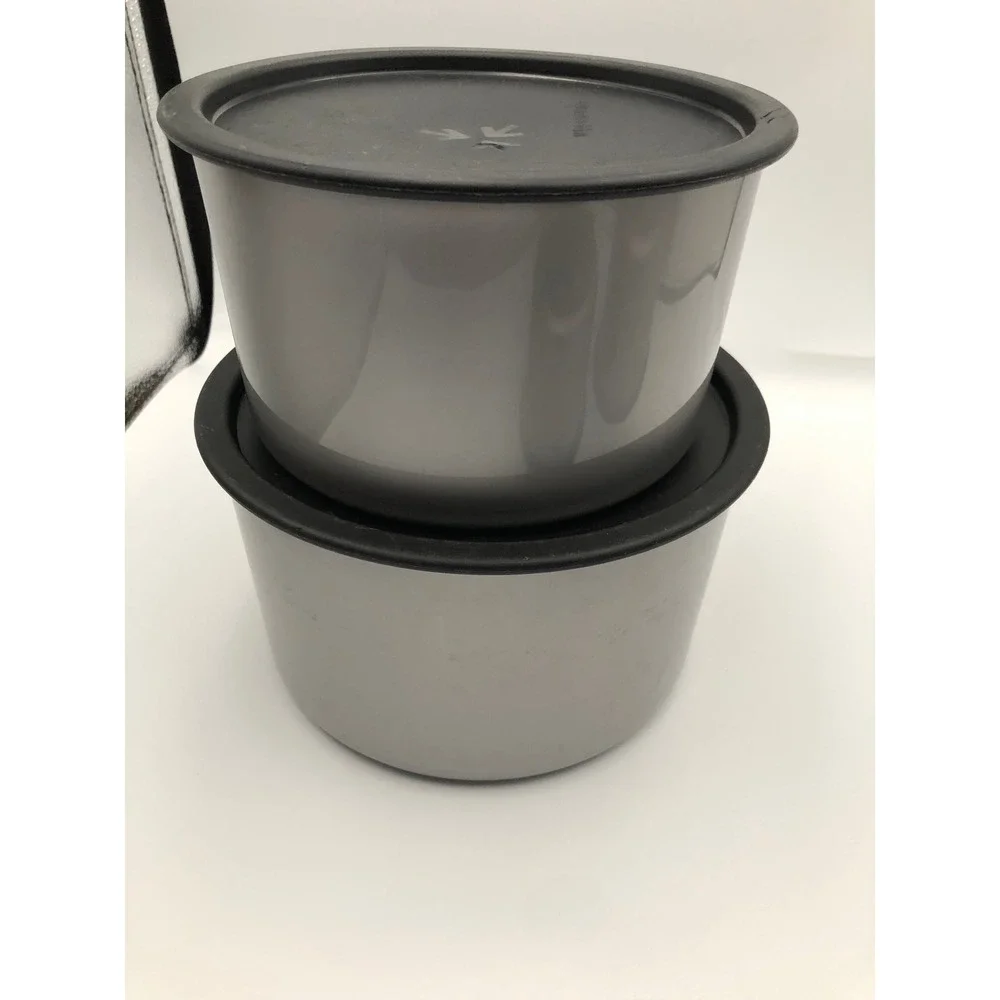 Vtg 80s Tupperware One Touch Silver Gray Canister Set (4) Nesting 2707-2710 Lids